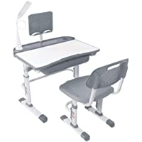 Yinleader Juego de escritorio y silla infantil ajustable con lámpara de protección ocular- soporte para libros…